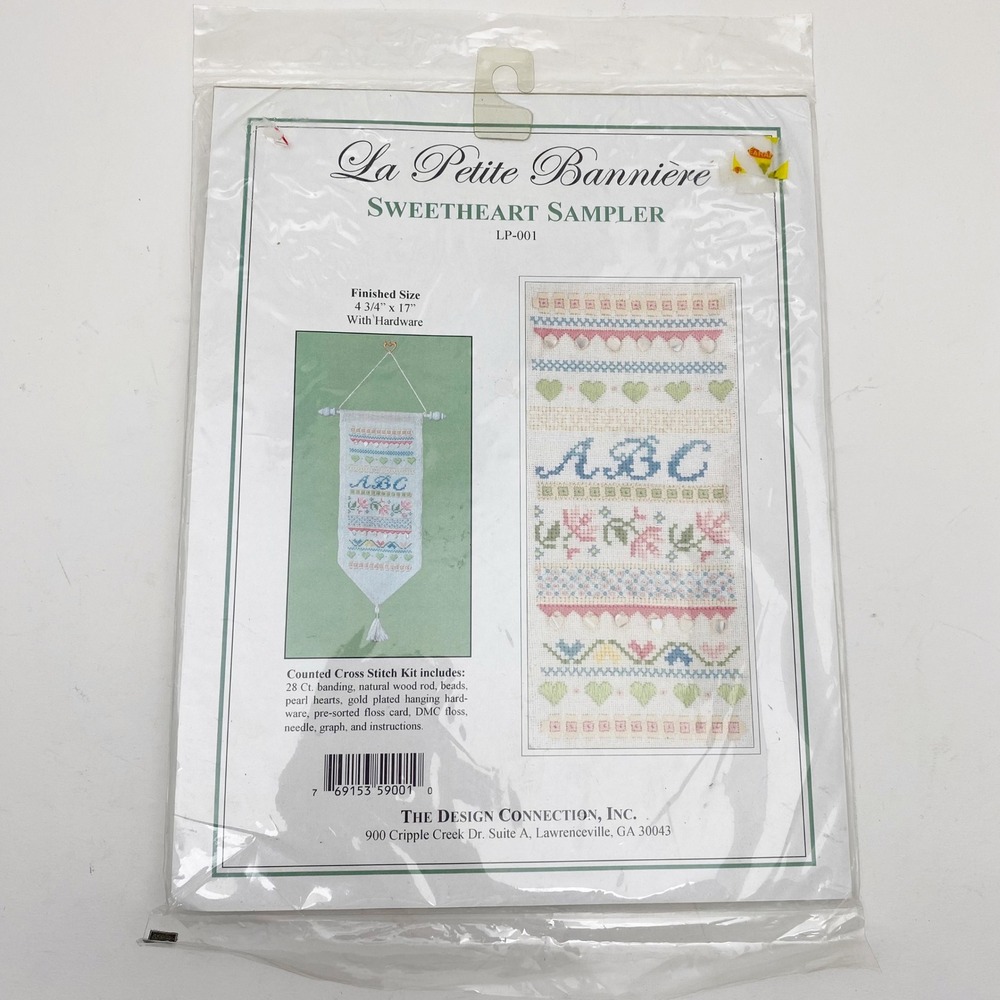 The Design Connection Sweetheart Sampler‎ LP-001 Cross Stitch Kit 4.75x17 Pastel
